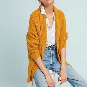 ANTHROPOLOGIE Sleeping on Snow Dupont Cardigan Mustard Yellow